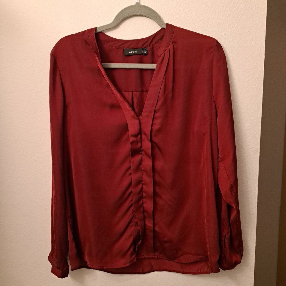 Apt 9 Maroon Button Down Blouse Size Medium